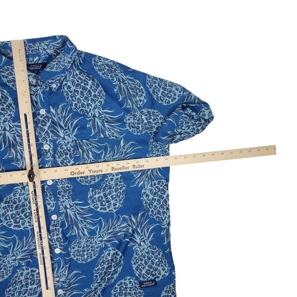 Simply Southern Shirt Mens L Blue Pineapple Hawaiian Short Sleeve Button Down - Picture 11 of 12